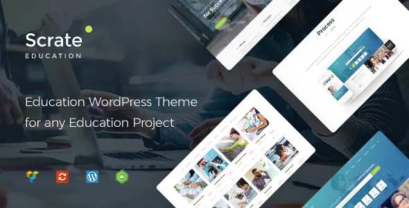 Scrate - Education and Teaching Online Courses WordPress Theme WordPress theme homepage layout for a classes education website