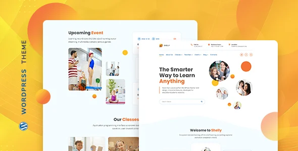 Shelly – School WordPress Theme WordPress theme homepage layout for a academy education website