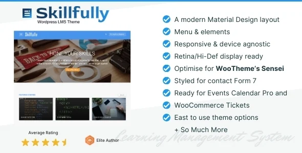 Skillfully - A Learning Management System (LMS) Theme WordPress theme homepage layout for a academic education website