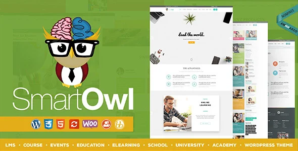 SmartOWL - LMS Education WordPress Theme WordPress theme homepage layout for a courses education website