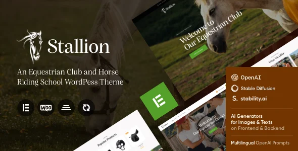 Stallion - Equestrian Club and Horse Riding School WordPess Theme WordPress theme homepage layout for a activity education website