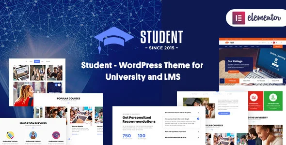 Student - WordPress Theme for University and LMS WordPress theme homepage layout for a bootstrap education website