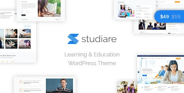 Studiare - Education WordPress Theme for Univeristy & Online Courses WordPress theme homepage layout for a academy education website