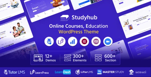 Studyhub - Education WordPress Theme WordPress theme homepage layout for a academy education website