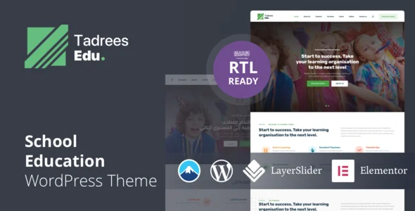 Tadrees - School, Education WordPress Theme WordPress theme homepage layout for a academy education website