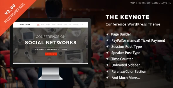 The Keynote - Conference / Event WordPress WordPress theme homepage layout for a assemble education website