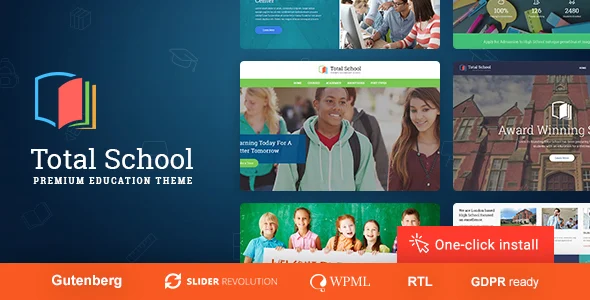 Total School - LMS and Education WordPress Theme WordPress theme homepage layout for a education education website