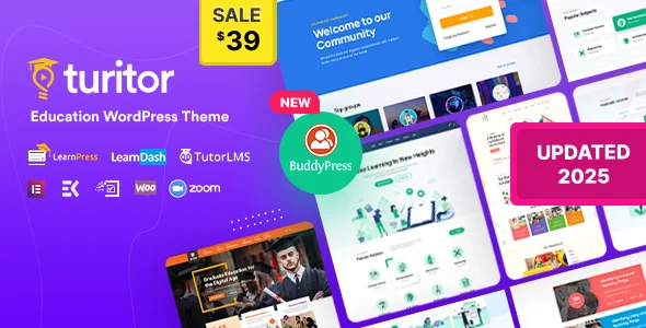 Turitor - Education WordPress Theme WordPress theme homepage layout for a courses education website