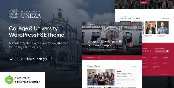 Uneza - College & University Gutenverse FSE WordPress Block Theme WordPress theme homepage layout for a academy education website