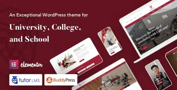 Unicamp - University and College WordPress Theme WordPress theme homepage layout for a academy education website