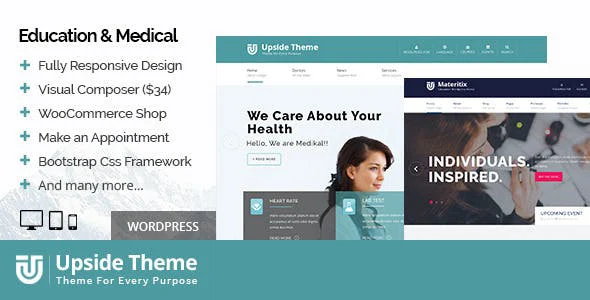 Upside - Multi purpose WordPress theme WordPress theme homepage layout for a classes education website