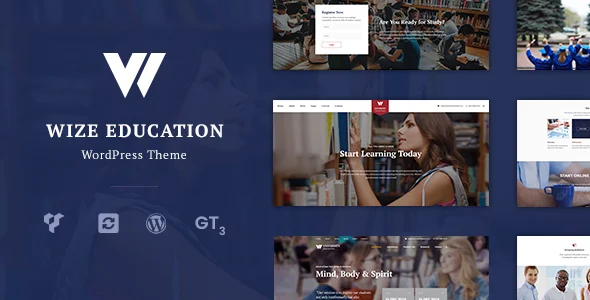 WizeEdu - Education LMS Courses and Events WP Theme WordPress theme homepage layout for a education education website