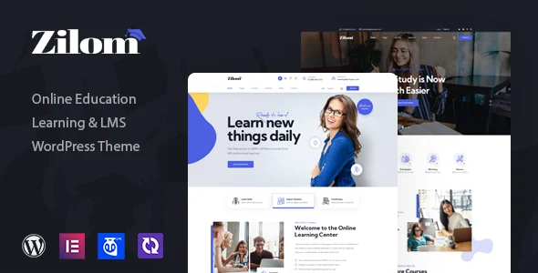 Zilom - Online Education Learning WordPress Theme WordPress theme homepage layout for a academic education website