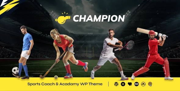Champion - Sports Club WordPress Theme WordPress theme homepage layout for a badminton entertainment website