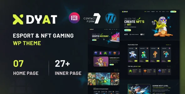 DYAT - eSports and Gaming NFT WordPress Theme Multipurpose WordPress theme homepage layout for a esports entertainment website
