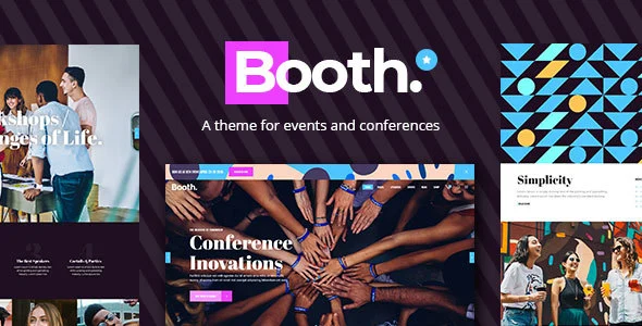 Booth - Event and Conference WordPress Theme WordPress theme homepage layout for a conference event website