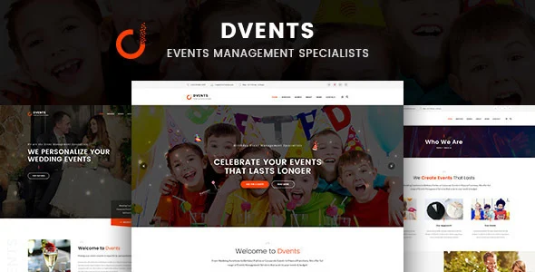 Dvents - Events Management Companies and Agencies WordPress Theme WordPress theme homepage layout for a agencies event website