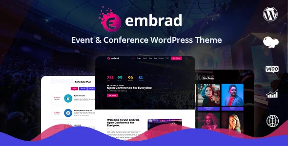 Embrad - Event & Conference WordPress Theme WordPress theme homepage layout for a concert event website