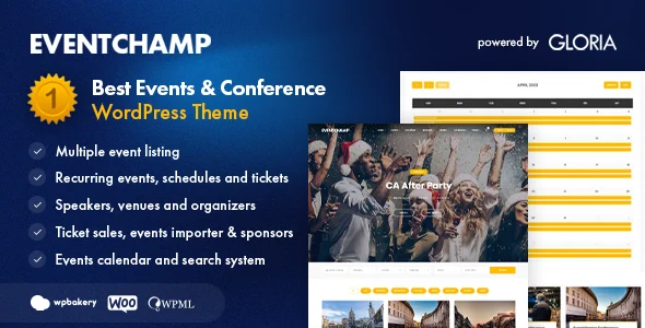 Event Champ | WordPress Theme WordPress theme homepage layout for a activity event website