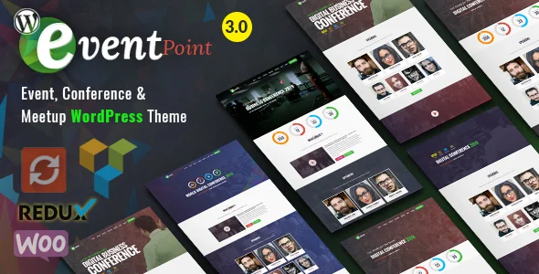 Event Point - Conference, Seminar & Meetup WordPress Theme WordPress theme homepage layout for a conference event website
