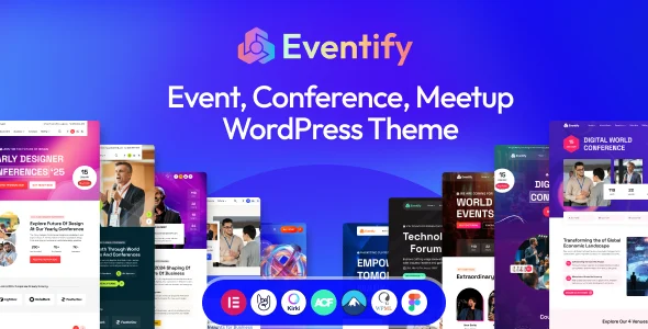 Eventify - Event & Conference Meetup WordPress theme WordPress theme homepage layout for a conference event website