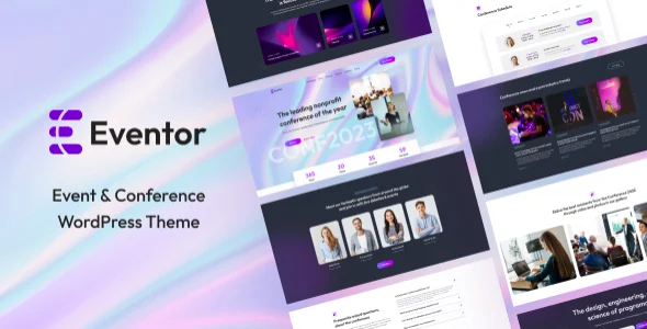 Eventor - Meetup Conference Elementor WordPress Landing Page WordPress theme homepage layout for a coming soon event website
