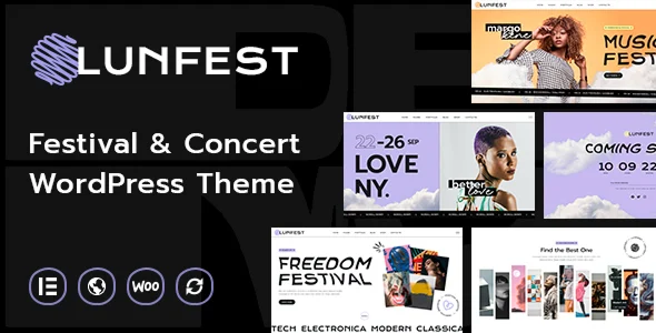 Lunfest - Festival & Concert WordPress Theme WordPress theme homepage layout for a artist event website