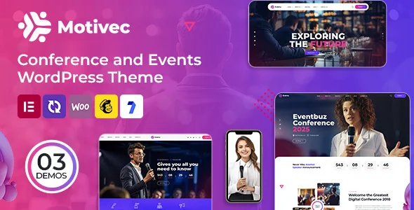 Motivec - Conference and Events WordPress Theme WordPress theme homepage layout for a annual event website