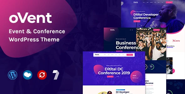 Ovent - Event Conference WordPress Theme WordPress theme homepage layout for a business event website