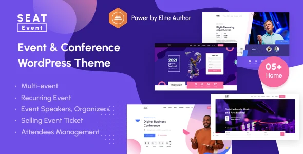 SEATevent - Event & Conference WordPress Theme WordPress theme homepage layout for a 2026 event venues event website