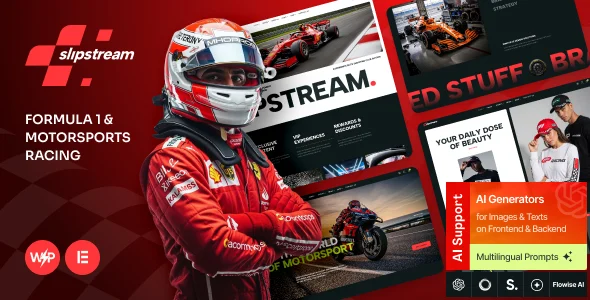 Slipstream - Formula 1 & Motorsports Racing WordPress Theme WordPress theme homepage layout for a bike event website