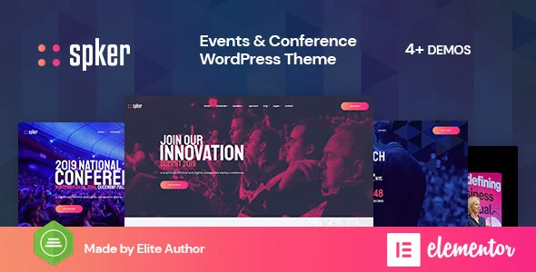 Spker - Conference & Event WordPress Theme WordPress theme homepage layout for a business event website