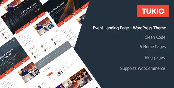 Tukio | Event Landing Page WordPress Theme WordPress theme homepage layout for a conference event website