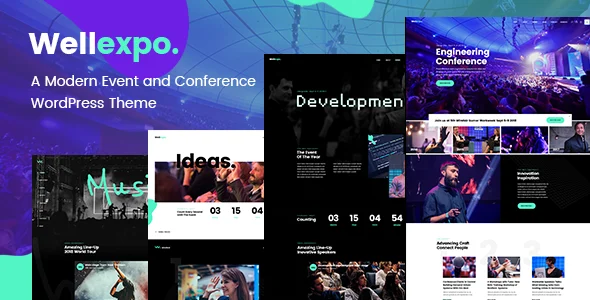 WellExpo - Event & Conference WordPress Theme WordPress theme homepage layout for a conference event website