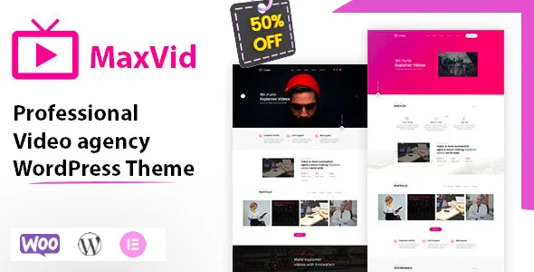MaxVid - Video Agency WordPress Theme WordPress theme homepage layout for a film film and video website