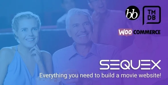 Sequex - WordPress Movie Database Theme WordPress theme homepage layout for a cinema film and video website