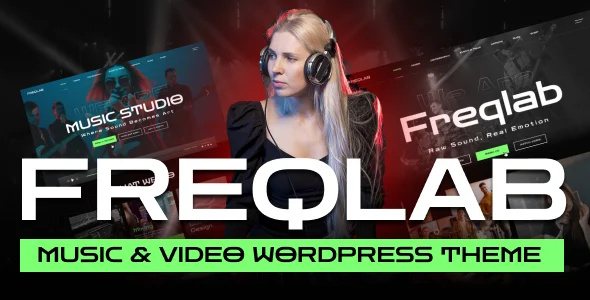 Freqlab - Music & Video WordPress Theme WordPress theme homepage layout for a artist entertainment website