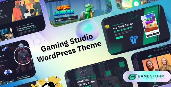 Gamestorm - Gaming Studio WordPress Theme WordPress theme homepage layout for a esports theme entertainment website