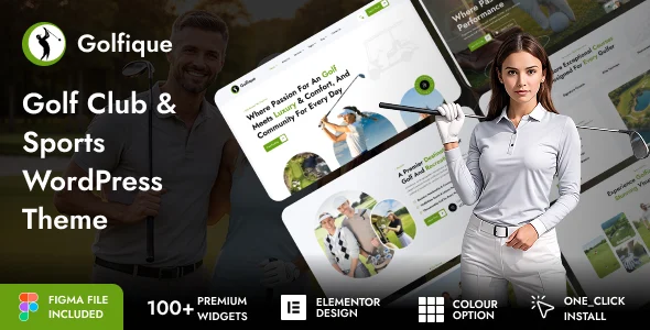 Golfique – Golf Club & Sports WordPress Theme WordPress theme homepage layout for a athletics entertainment website