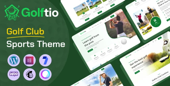 Golftio - Golf Club Sports WordPress Theme WordPress theme homepage layout for a booking entertainment website