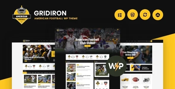 Gridiron | American Football & NFL Superbowl Team WordPress Theme WordPress theme homepage layout for a american football entertainment website