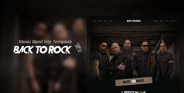 Back to Rock - Creative Music Band WordPress Theme WordPress theme homepage layout for a audio player music website
