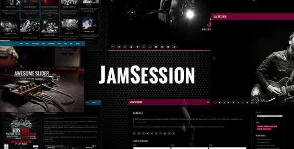JamSession - Music WordPress Theme WordPress theme homepage layout for a albums music website