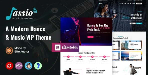 Jassio | Music WordPress Theme WordPress theme homepage layout for a albums music website