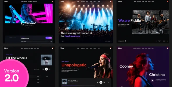 Melodica - Music Band & Musician WordPress Theme WordPress theme homepage layout for a creative musician music website