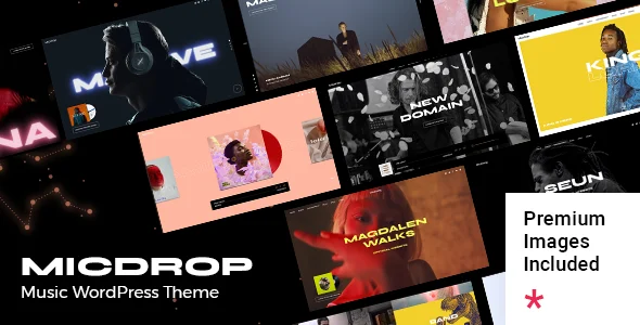 Micdrop - Music WordPress Theme WordPress theme homepage layout for a album music website