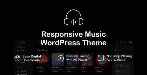 Musik - Responsive Music WordPress Theme WordPress theme homepage layout for a album music website