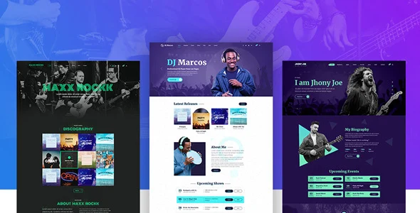 Musiziya - Musician Band WordPress Theme WordPress theme homepage layout for a album music website