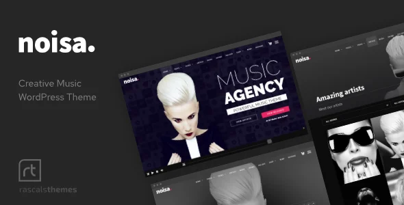 Noisa - Music Producers, Bands & Events Theme for WordPress WordPress theme homepage layout for a Artists website music website