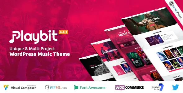 Playbit - Music Oriented WordPress Theme WordPress theme homepage layout for a artist music website